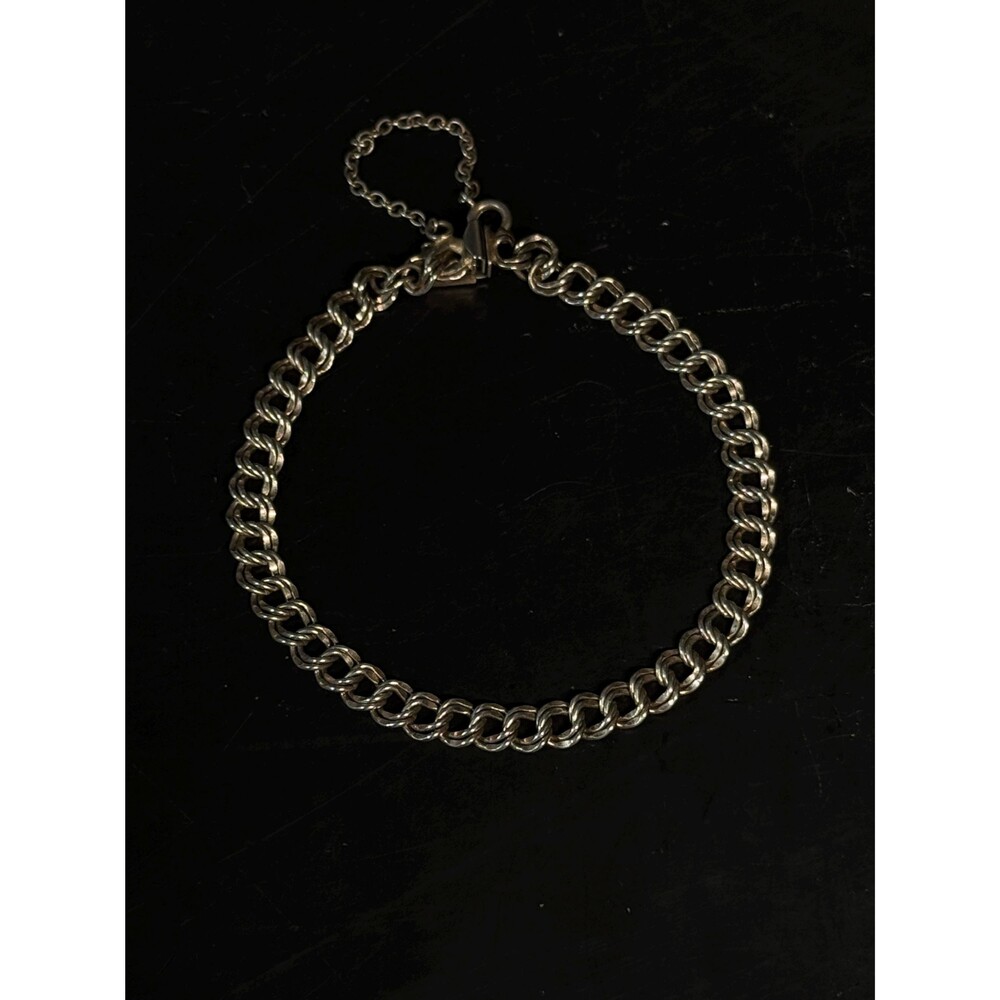 ELCO Sterling Silver Chevron Link Bracelet Safety Chain 7.25 Inch